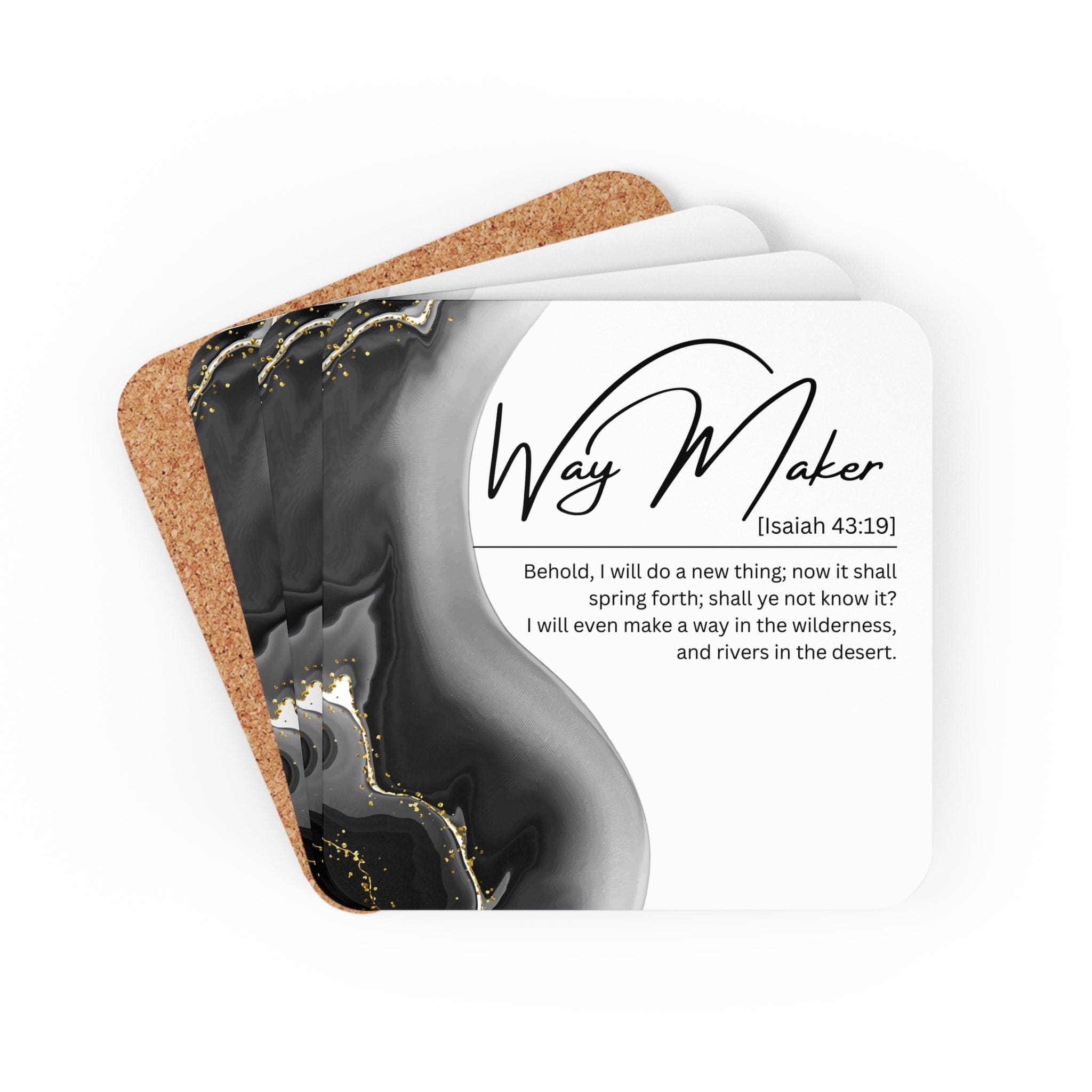 Coaster Set of 4 for Drinks Way Maker Grey Print