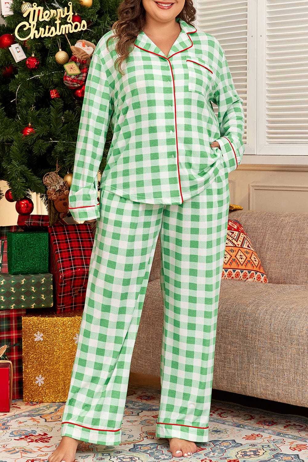 Evergreen Plaid Curve Pajama Set