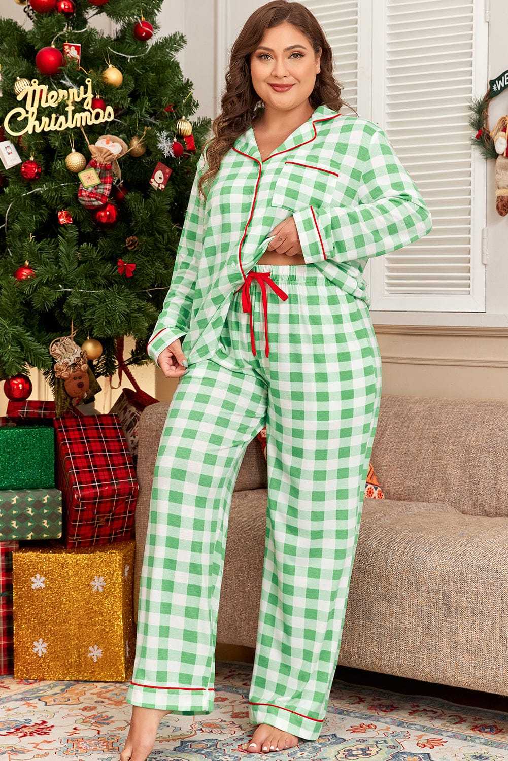 Evergreen Plaid Curve Pajama Set