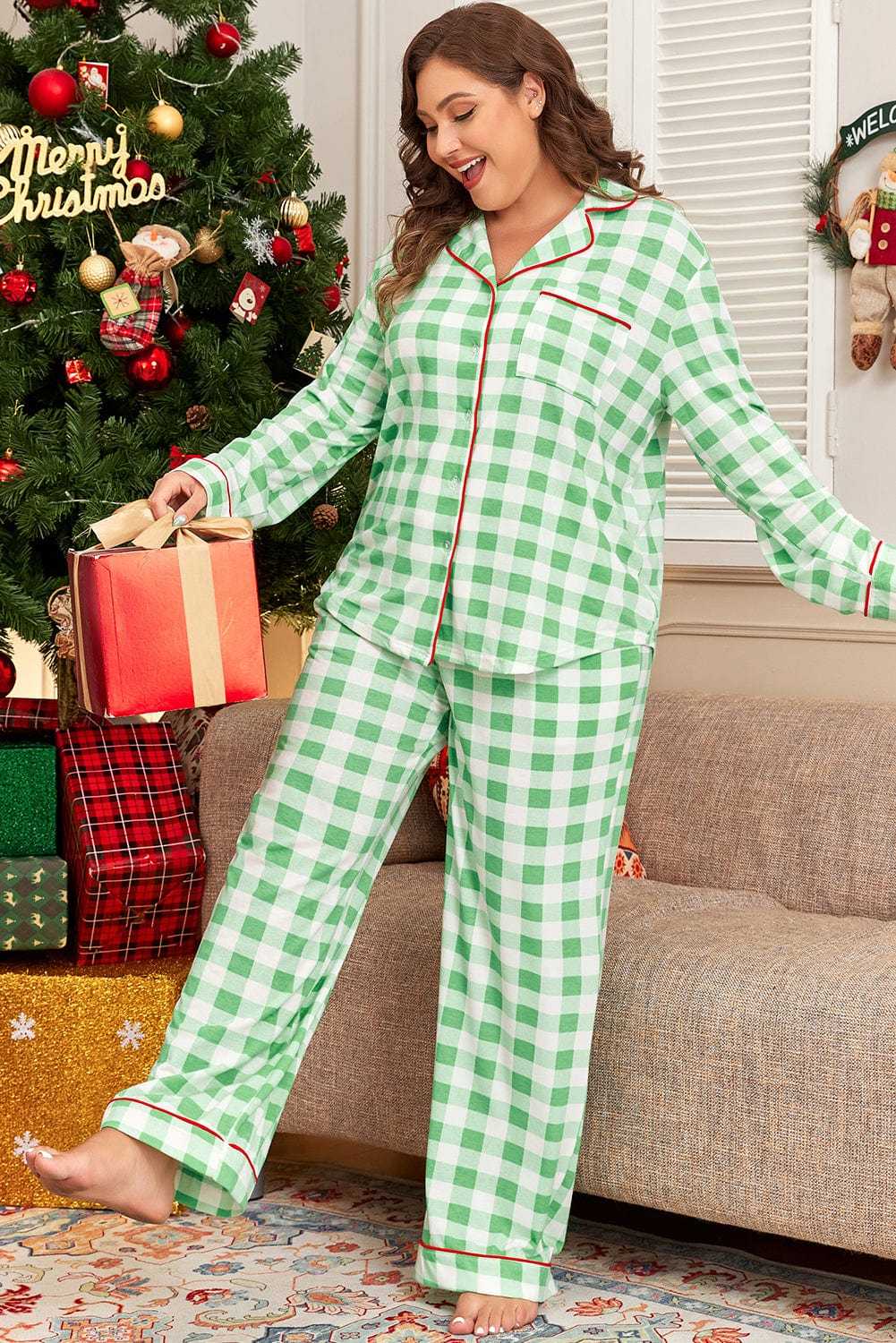 Evergreen Plaid Curve Pajama Set