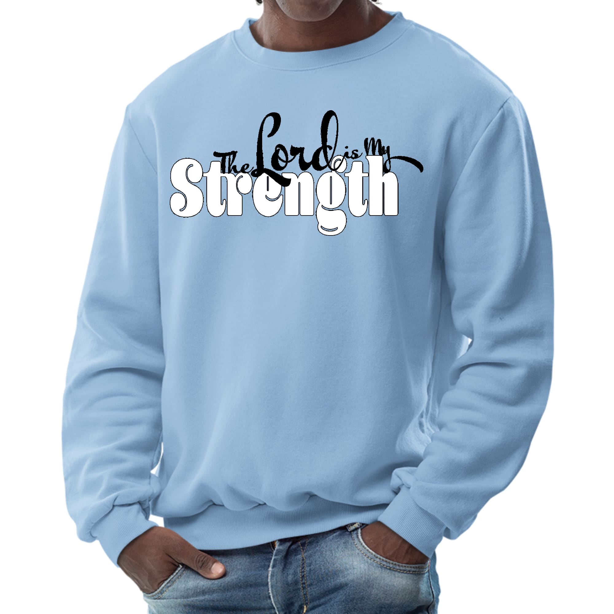 Mens Graphic Sweatshirt - the Lord is my Strength Print-5