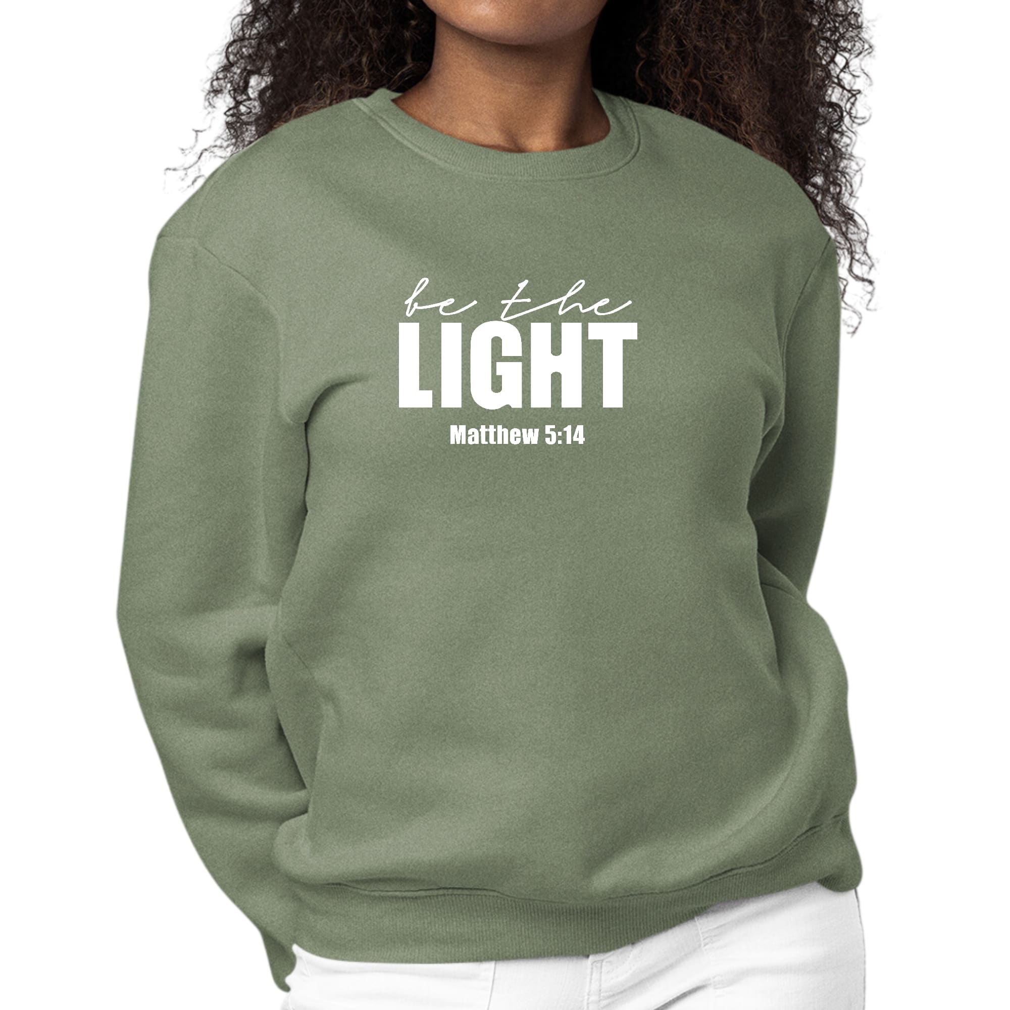 Womens Graphic Sweatshirt be the Light Inspirational Art Illustration-7