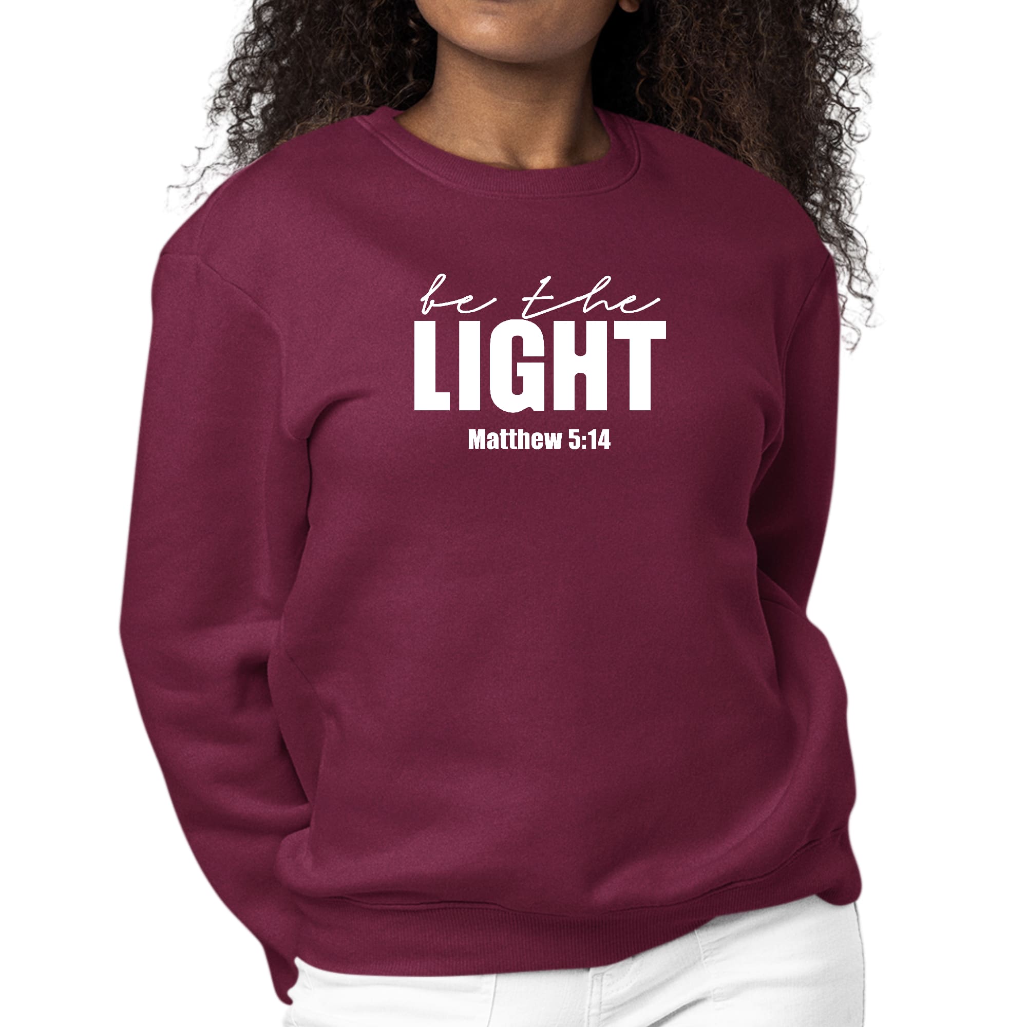 Womens Graphic Sweatshirt be the Light Inspirational Art Illustration-5