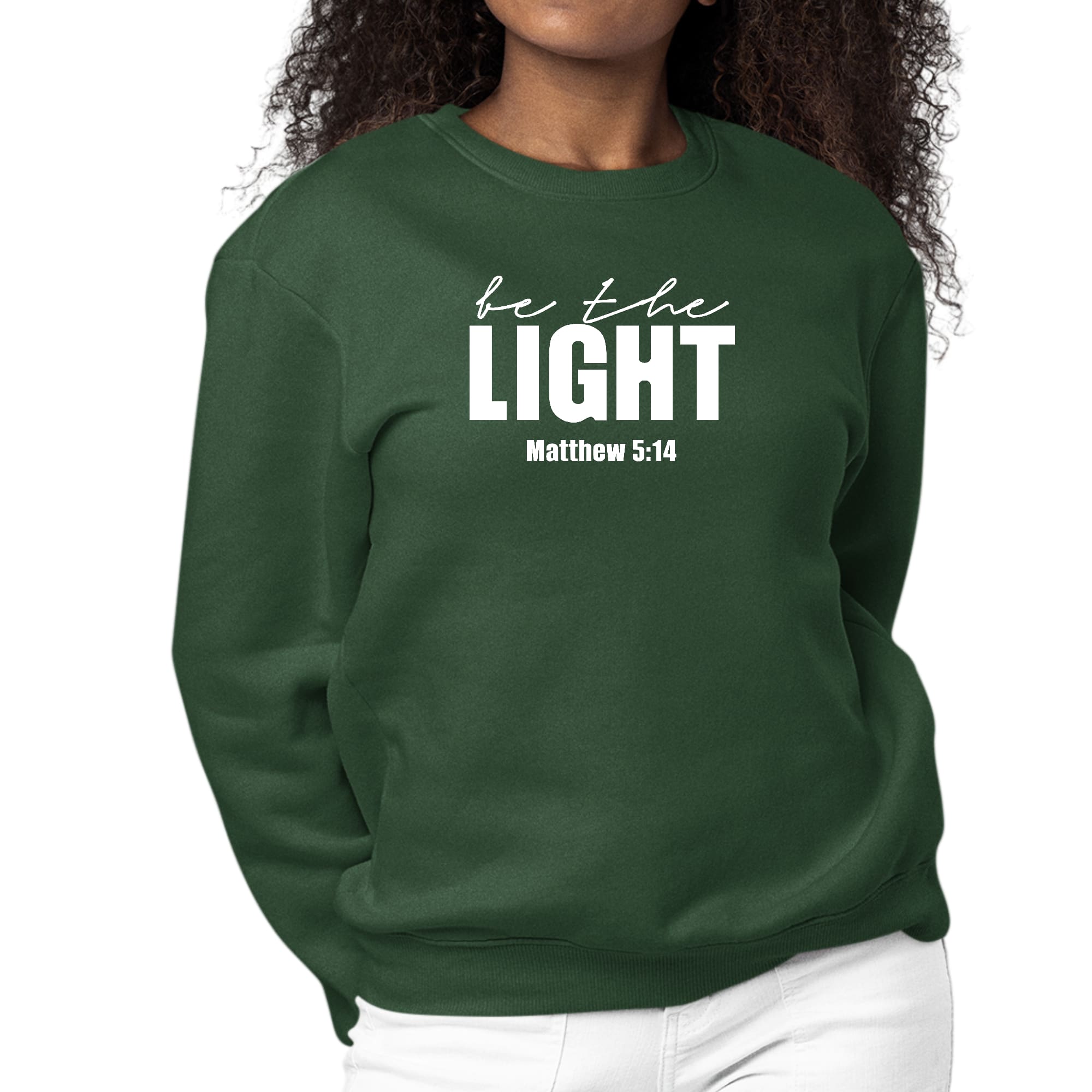 Womens Graphic Sweatshirt be the Light Inspirational Art Illustration-4