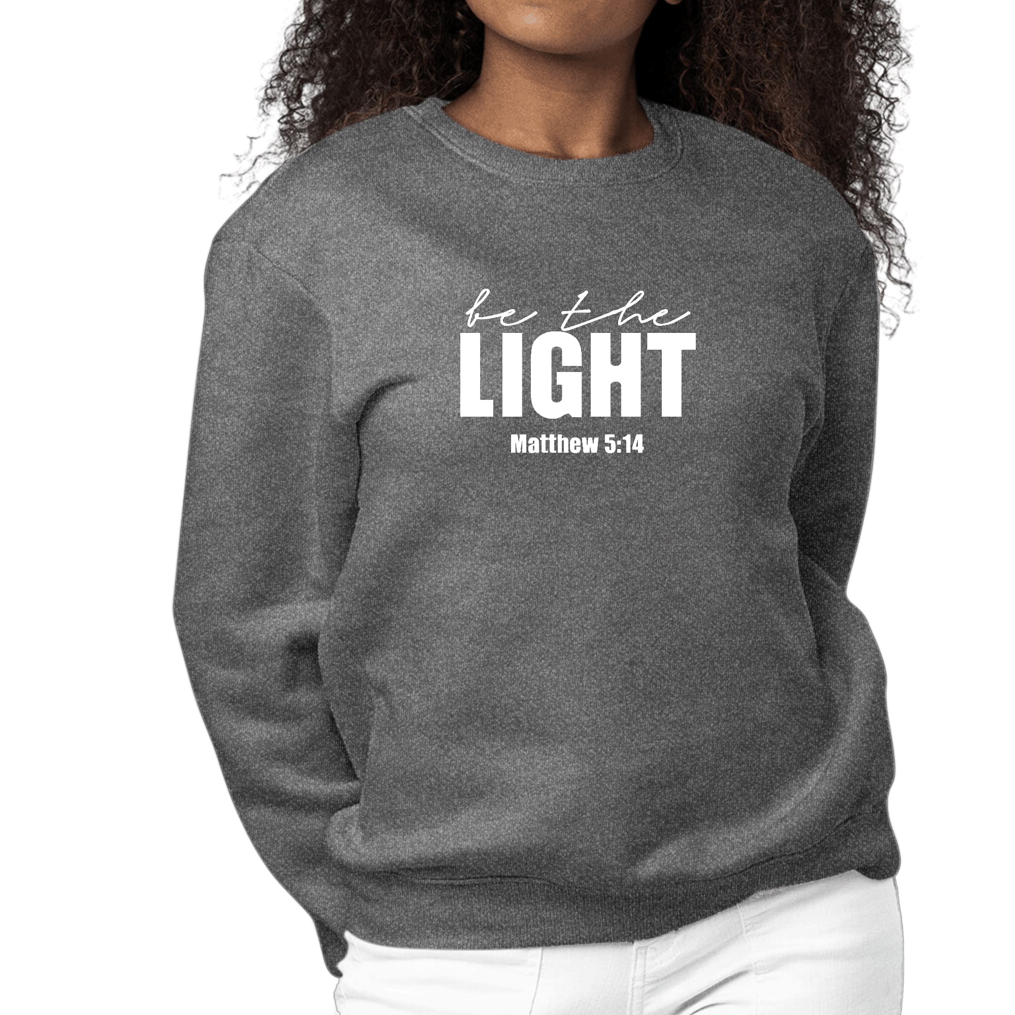 Womens Graphic Sweatshirt be the Light Inspirational Art Illustration-6
