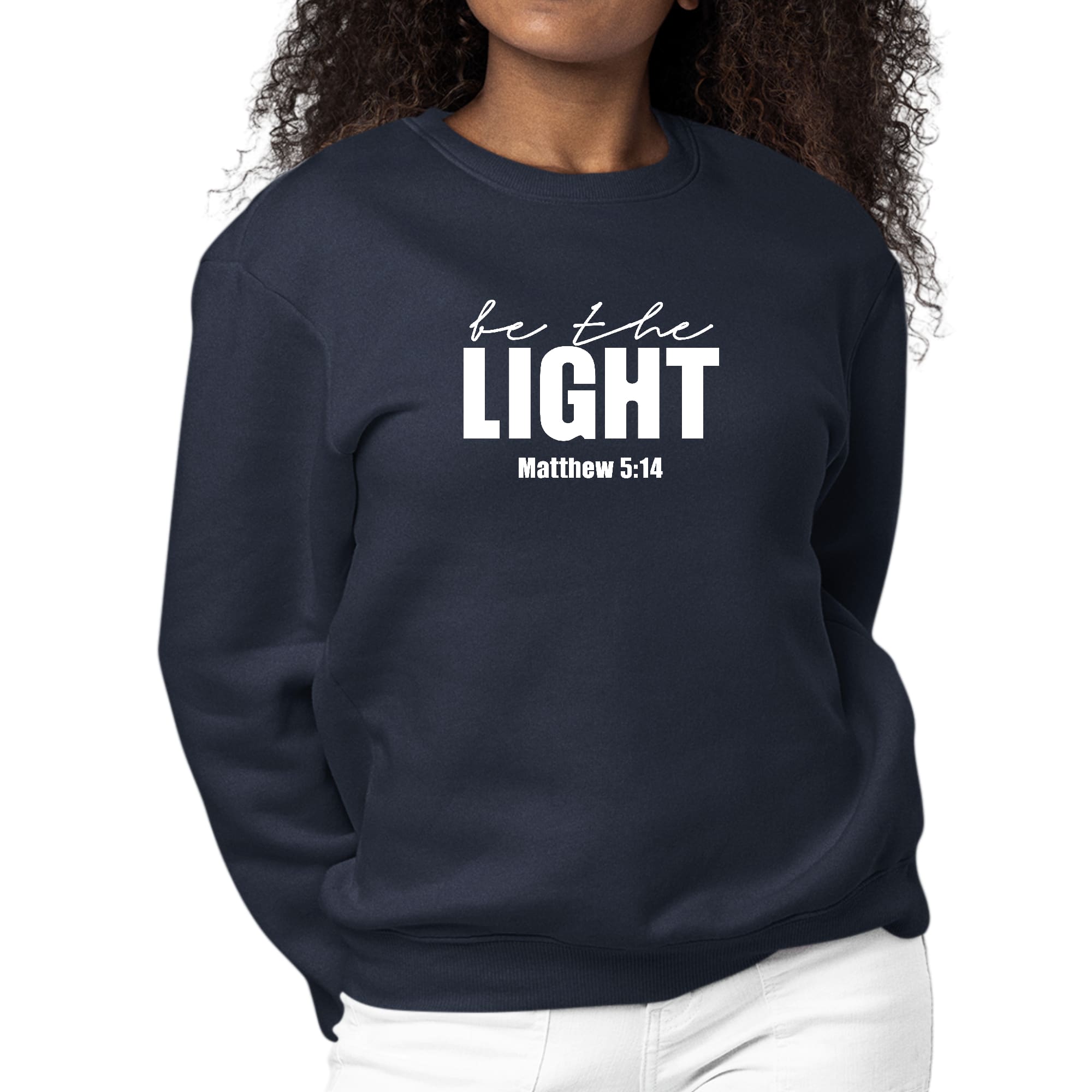 Womens Graphic Sweatshirt be the Light Inspirational Art Illustration-2