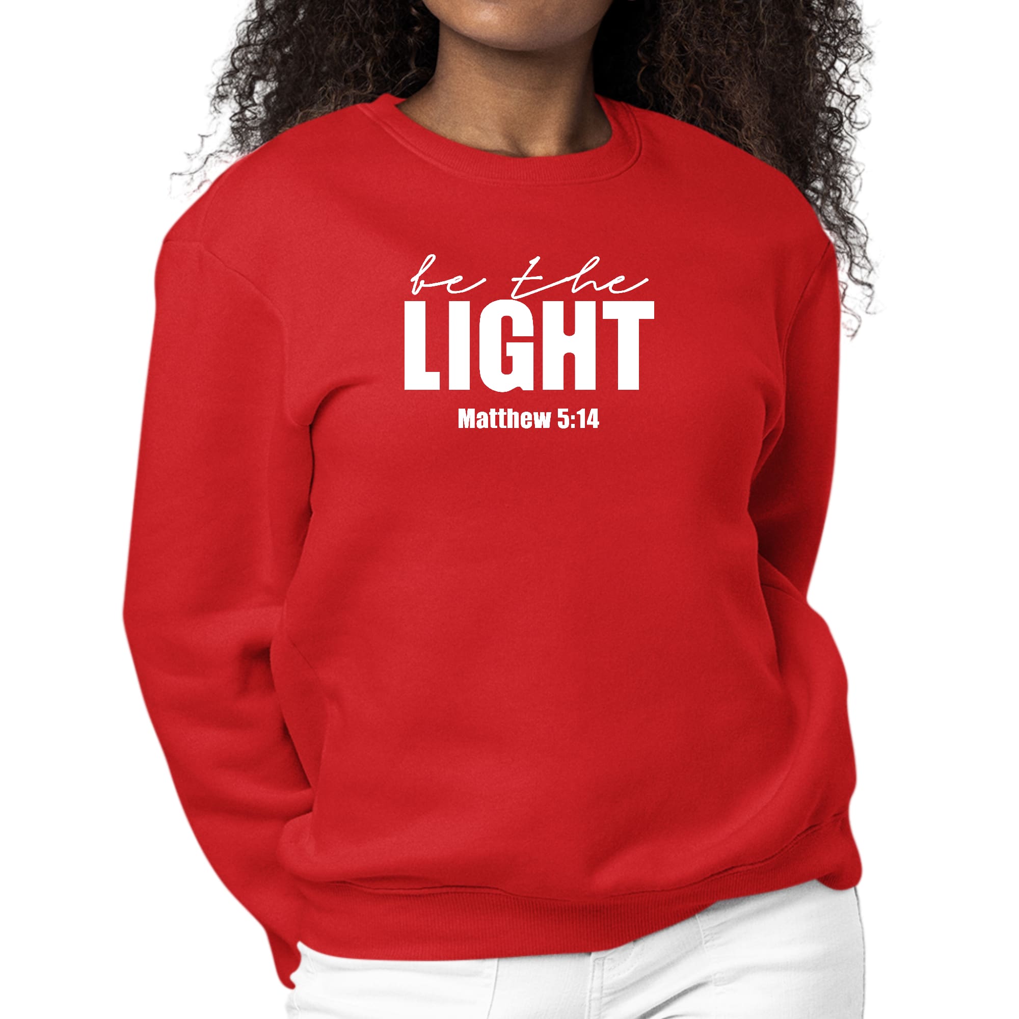 Womens Graphic Sweatshirt be the Light Inspirational Art Illustration-1