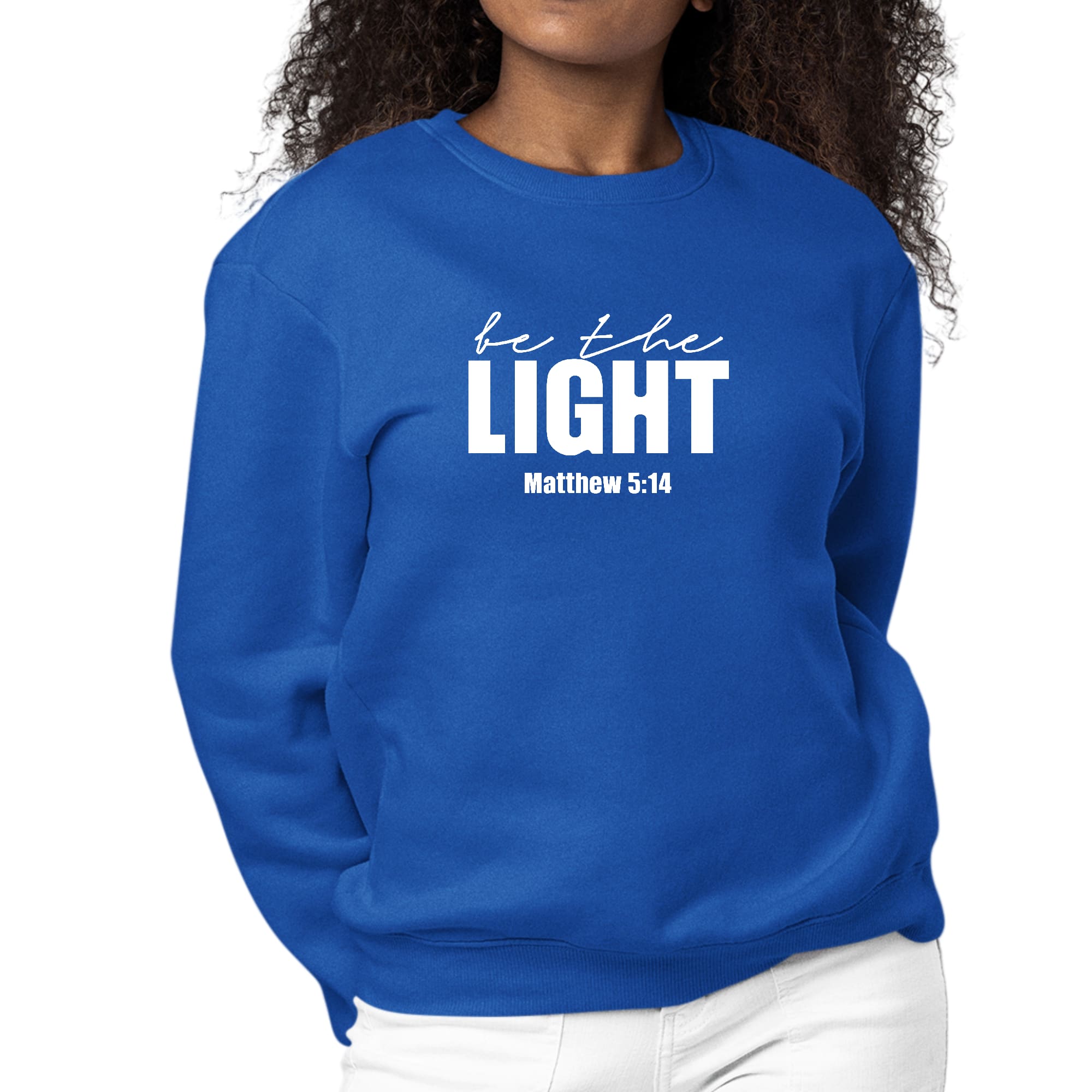 Womens Graphic Sweatshirt be the Light Inspirational Art Illustration-3