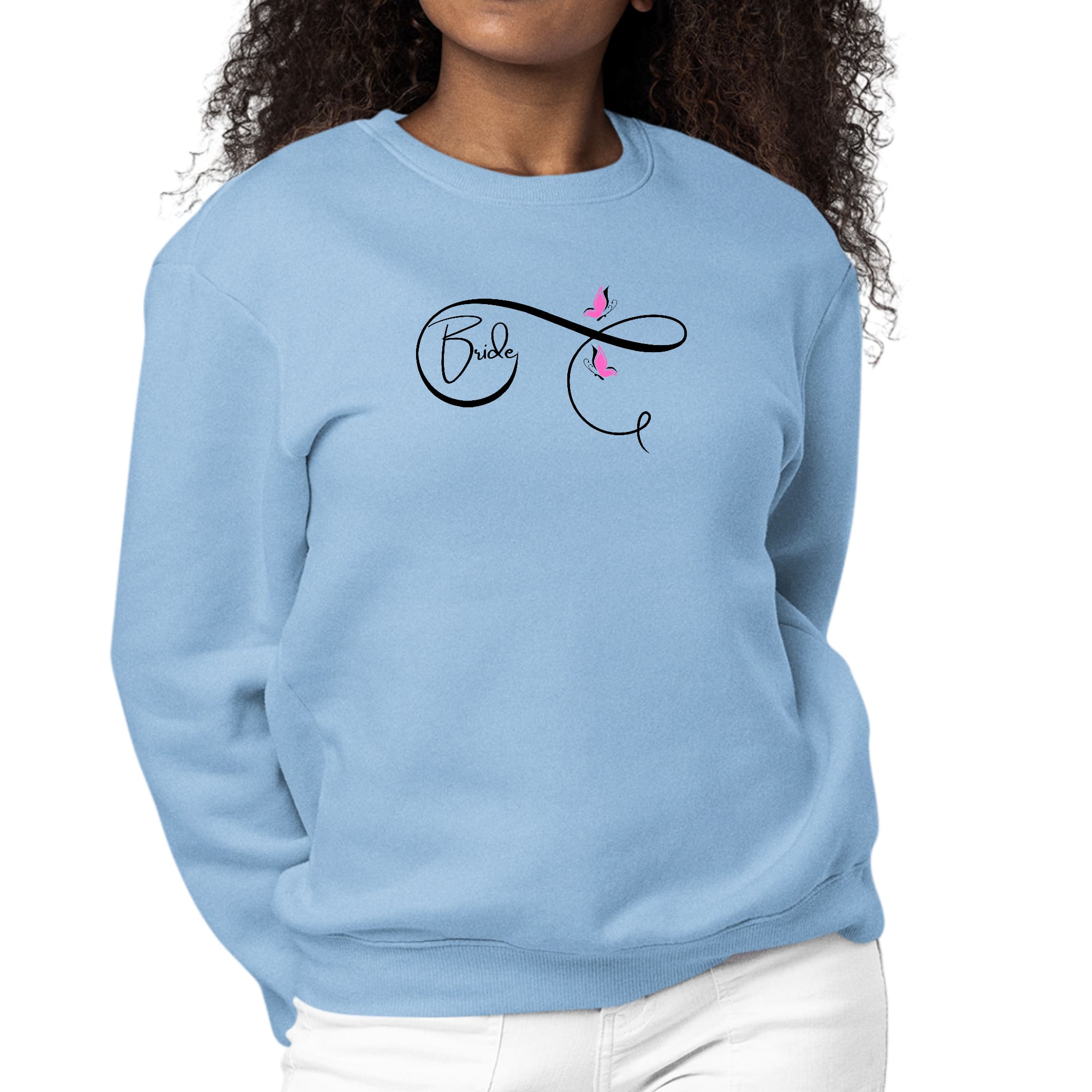 Womens Graphic Sweatshirt Bride - Wedding Bridal Pink Butterfly-5