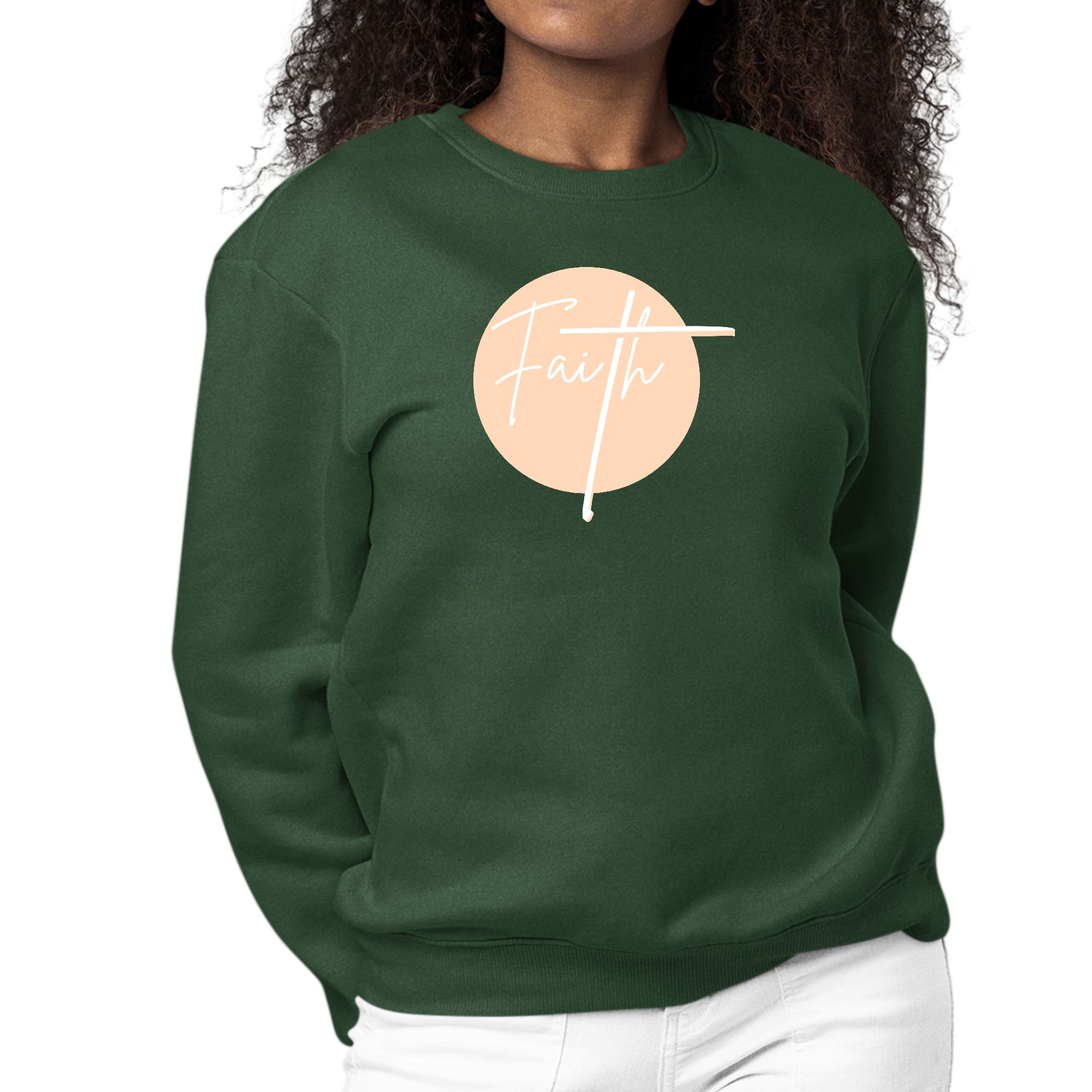 Womens Graphic Sweatshirt Faith - Christian Affirmation - Peach-4
