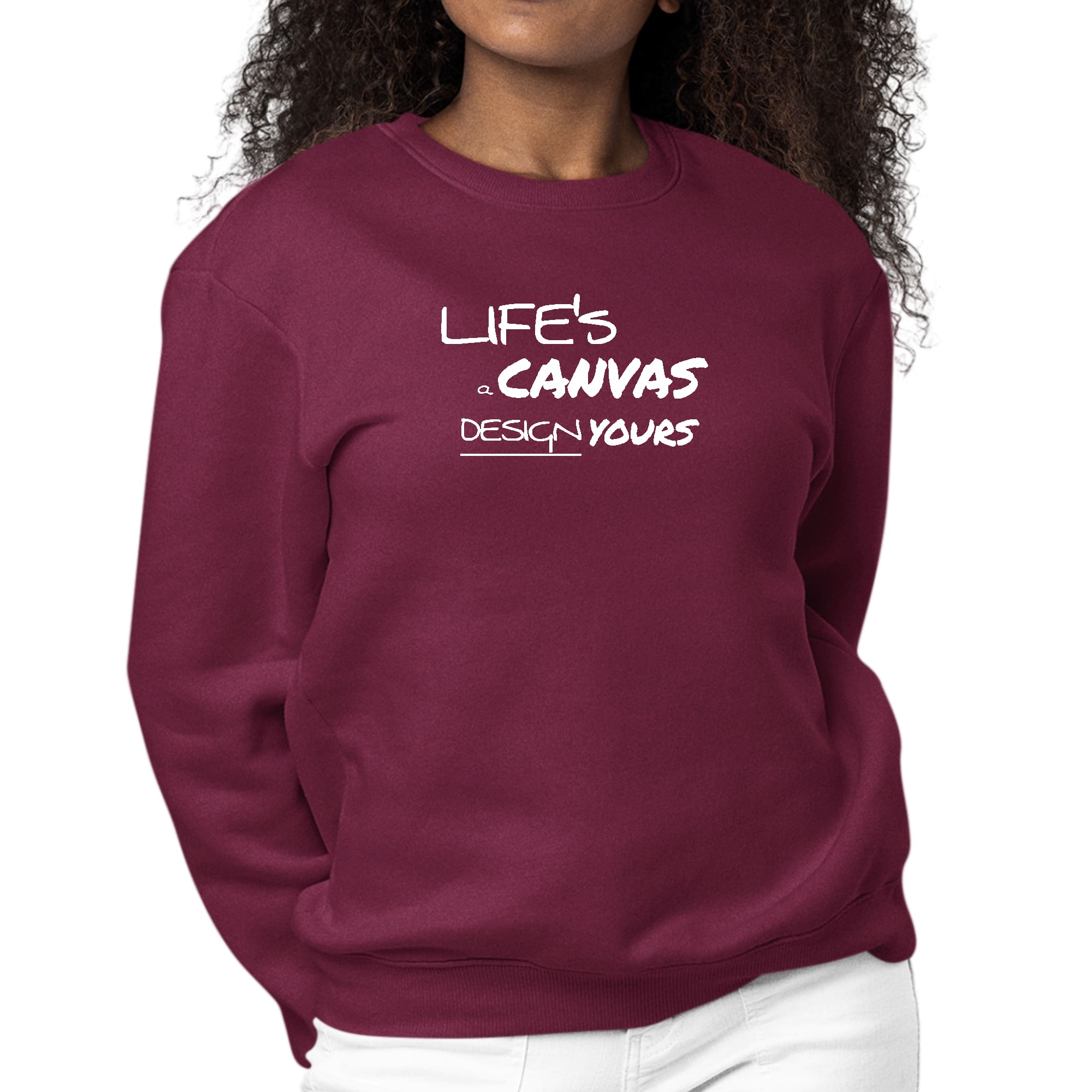 Womens Graphic Sweatshirt Life's a Canvas Design Yours Motivational-5