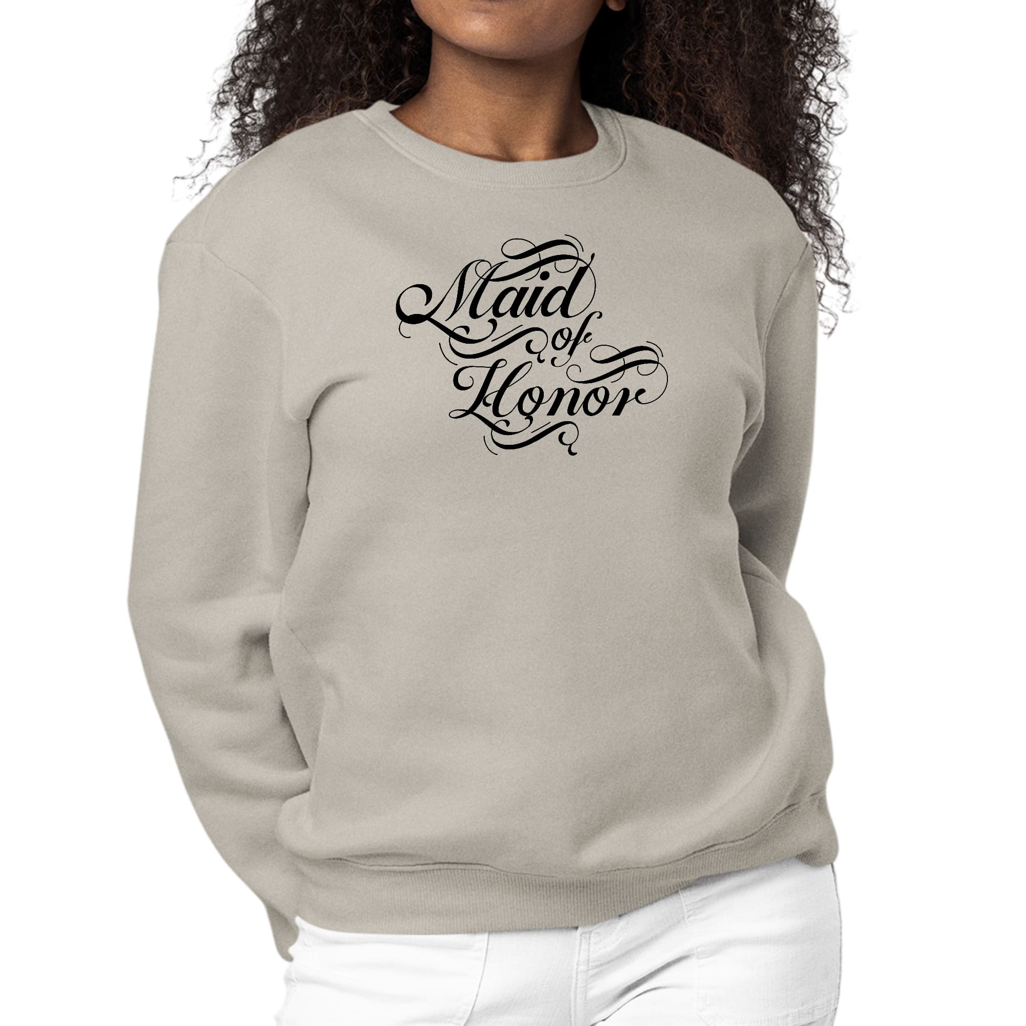 Womens Graphic Sweatshirt Maid of Honor - Wedding Bridal Party