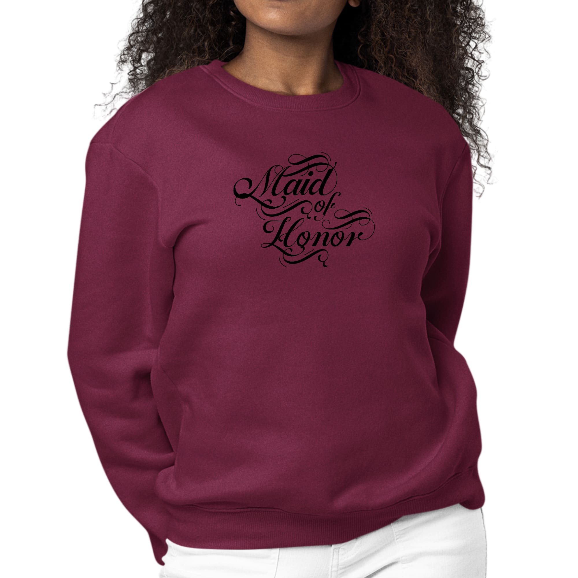 Womens Graphic Sweatshirt Maid of Honor - Wedding Bridal Party