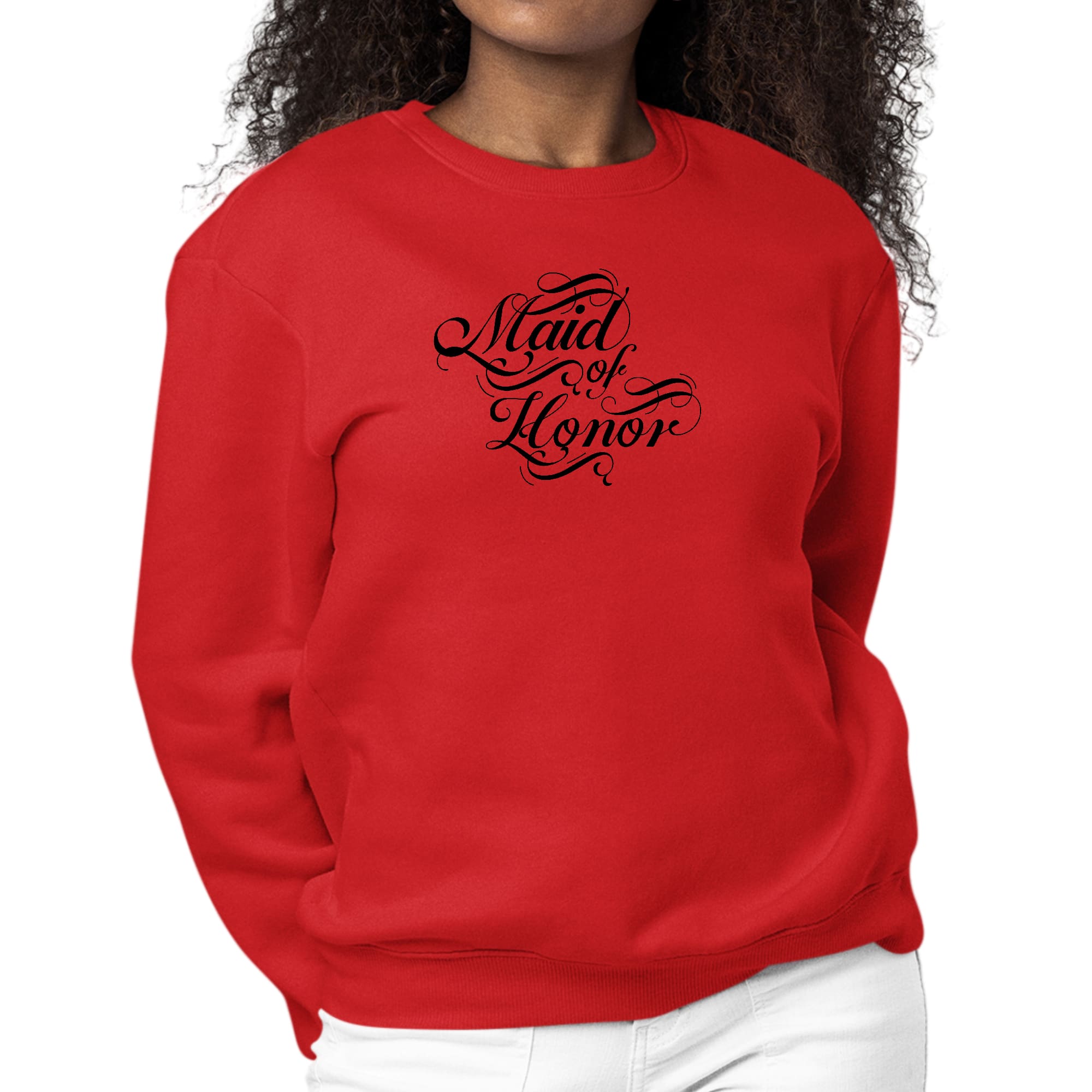 Womens Graphic Sweatshirt Maid of Honor - Wedding Bridal Party